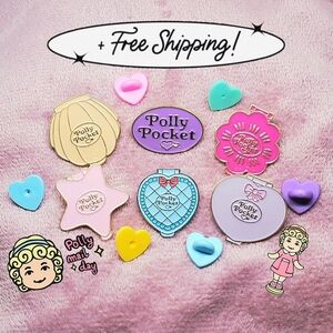 Official Polly Pocket - Play Case Collectible Push Pins - Set Of 6